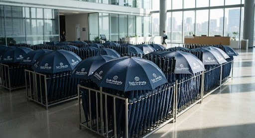 A promotional umbrella on a clean light catalog background prepared for corporate logo printing and bulk brand campaigns.